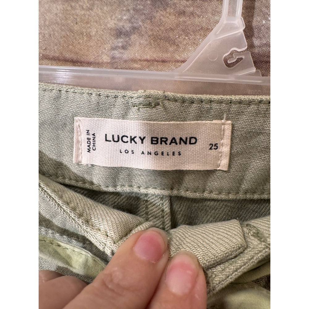 Lucky Brand Mid Rise Utility Straight Leg Pants Women 0 25 Olive Green Belted - Picture 9 of 13